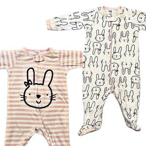 2 Gerber 100% Cotton Bunny Footies